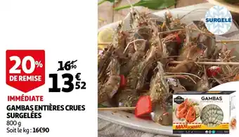 Auchan Gambas entières crues surgelées offre