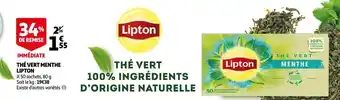 Auchan Lipton thé vert menthe offre