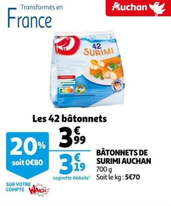 Auchan Auchan bâtonnets de surimi offre