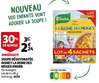 Auchan Knorr soupe déshydratée disney la reine des neiges offre
