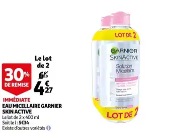 Auchan Garnier eau micellaire skin active offre