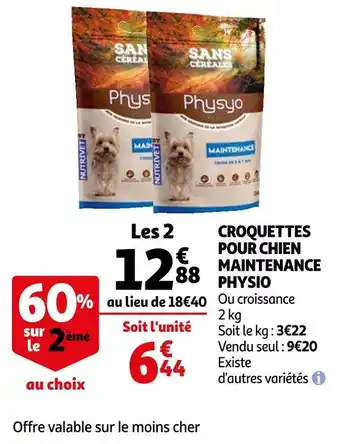 Auchan Physio croquettes pour chien maintenance offre