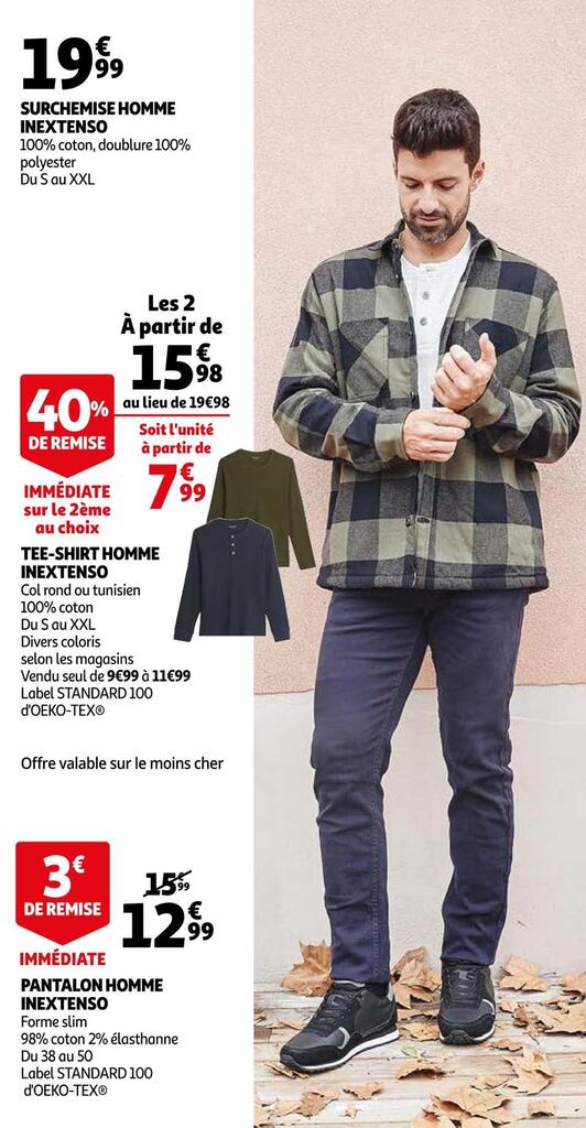 Pantalon in extenso online homme auchan