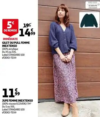 Auchan Inextenso gilet ou pull femme ou jupe femme offre
