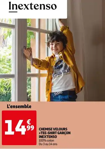 Auchan In extenso chemise velours +tee-shirt garçon offre