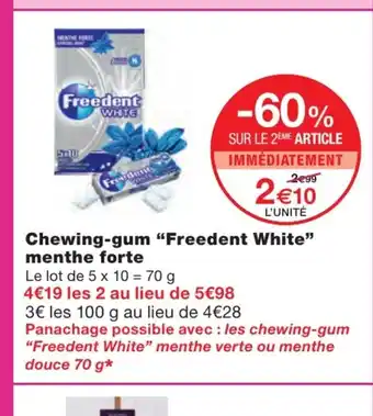 Chewing-gum "freedent white" menthe forte