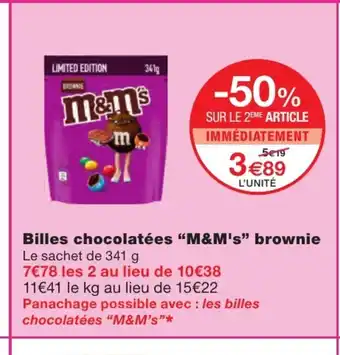 Monoprix Billes chocolatées "M&M's" brownie offre