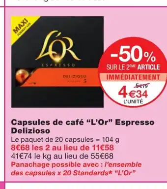 Capsules de café "l'or" espresso delizioso