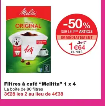 Monoprix Filtres à café "melitta" 1 x 4 offre