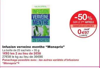 Monoprix Infusion verveine menthe "monoprix" offre