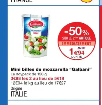 Monoprix Mini billes de mozzarella "galbani" offre