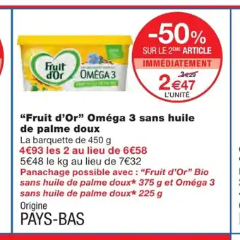Monoprix "Fruit d'or" oméga 3 sans huile de palme doux offre