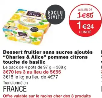 Monoprix Dessert fruitier sans sucres ajoutés offre
