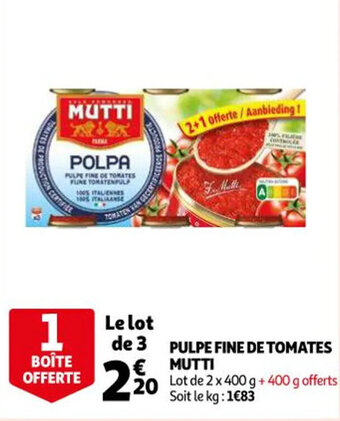 Auchan Pulpe fine de tomates MUTTI offre