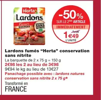 Monoprix Lardons fumés "herta" conservation sans nitrite offre