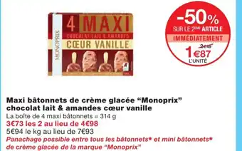 Monoprix Maxi bâtonnets de crème glacee "monoprix" offre