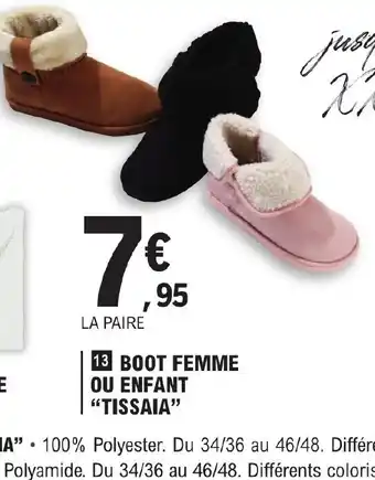 E.Leclerc Boot Femme Ou Enfant Tissaia offre