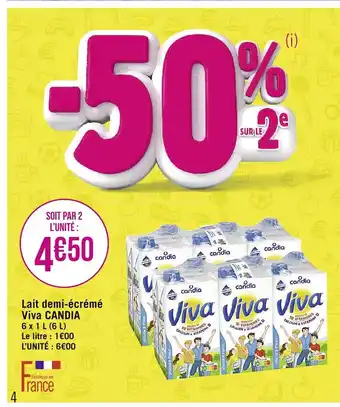 E.Leclerc Lait Demi-écrémé Viva Candia offre