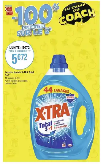 E.Leclerc Lessive Liquide X-Tra Total 3+1 offre