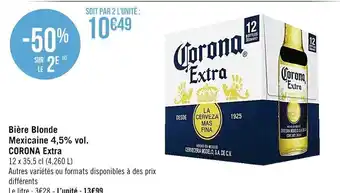 Casino Supermarchés Bière Blonde Mexicaine 4,5%vol Corona Extra offre