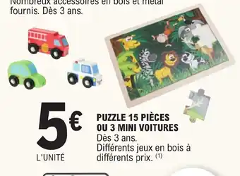 Puzzle 15 piĂšces ou 3 Mini Voitures