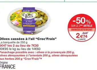 Monoprix Olives Cassées à l'Ail Croc Frais offre