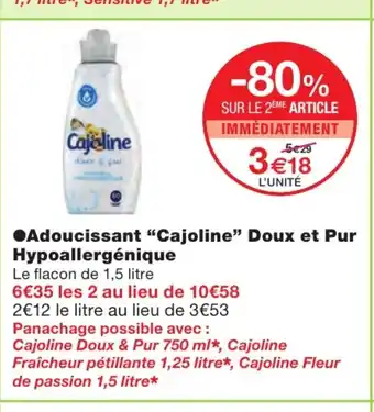 Monoprix Adoucissant Cajoline Doux Et Pur offre