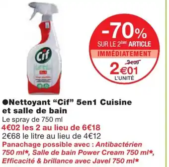 Monoprix Nettoyant Cif 5en1 Cuisine Et Salle De Bain offre