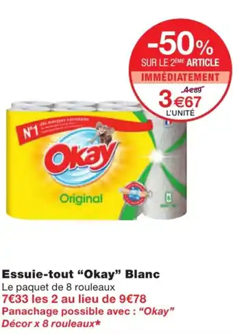 Monoprix Essuie-Tout Okay Blanc offre