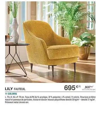 Cuir Center Fauteuil lily offre