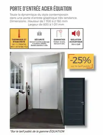 Porte d'entrée acier équation