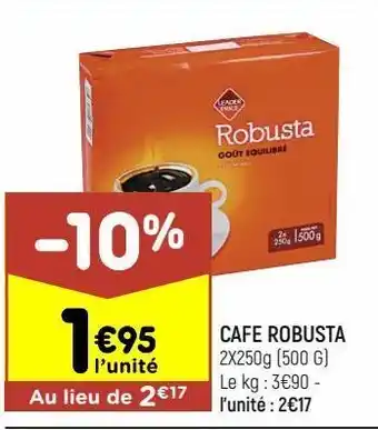 Leader Price Café robusta offre