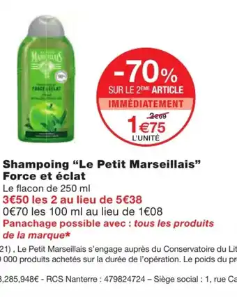 Monoprix Shampoing Le Petit Marseillais offre