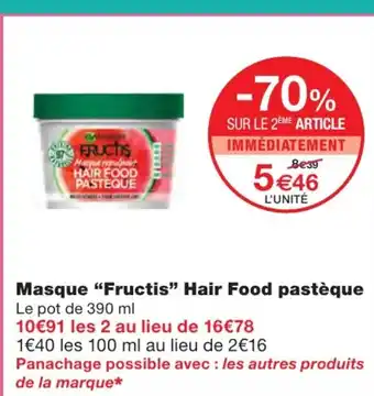 Monoprix Masque Fructis Hair Food Pastèque offre
