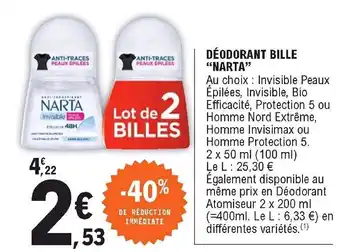 E.Leclerc Déodorant Bille Narta offre
