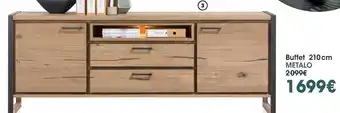 Buffet metalo 210 cm avec éclairage led