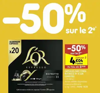 Capsules café forza intensité n°9 l'or espresso