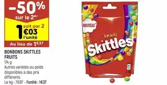 Leader Price Bonbons skittles fruits offre