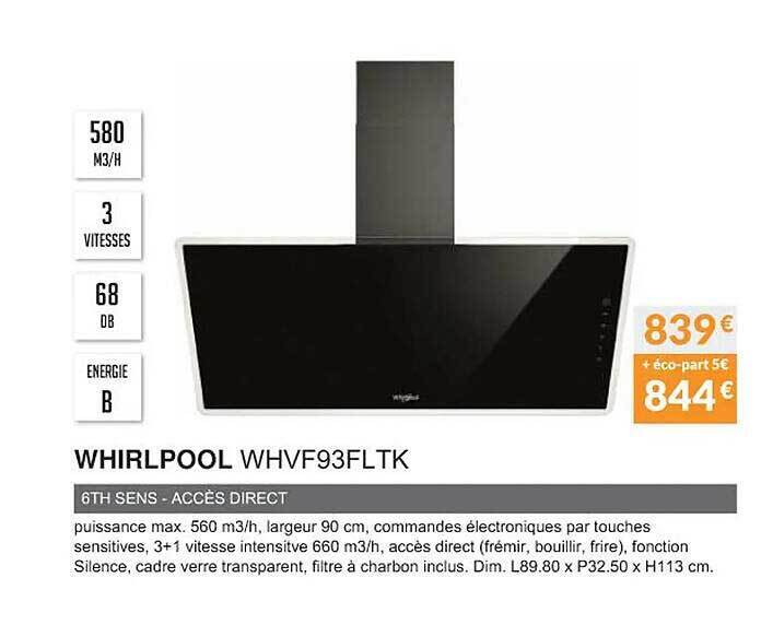 Promo Whirlpool whvf93fltk 6th sens accès direct chez Copra