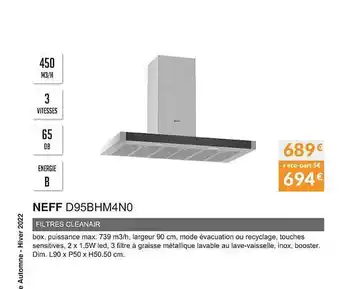 Copra Neff d95bhm4n0 filtres cleanair offre