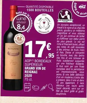 E.Leclerc Aop bordeaux supérieur grand vin de reignac 2020 offre