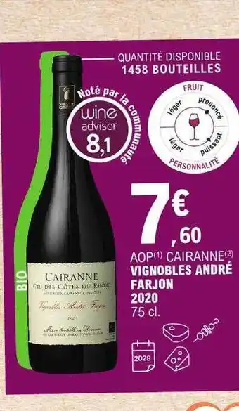 E.Leclerc Aop cairanne vignobles andré farjon 2020 offre