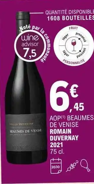 E.Leclerc Aop beaumes de venise romain duvernay 2021 offre