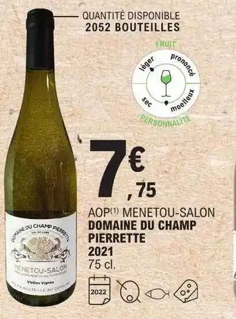 E.Leclerc Aop menetou-salon domaine du champ pierrette 2021 offre