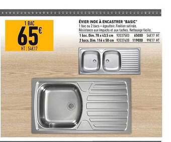 Brico Cash Évier inox à encastrer offre