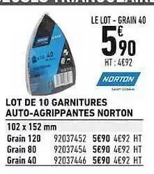 Brico Cash Lot de 10 garnitures auto-agrippantes norton offre