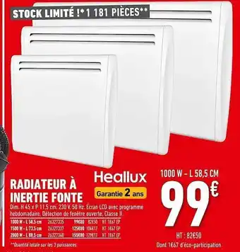 Brico Cash Radiateur à inertie fonte heallux offre