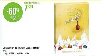 Casino Supermarchés Calendrier de l'avent lindor lindt offre