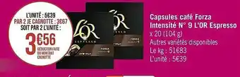 Casino Supermarchés Capsules café forza intensité n°9 l'or espresso offre