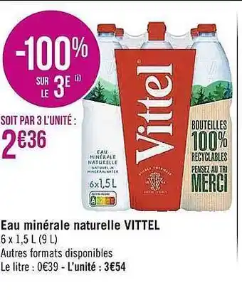 Casino Supermarchés Eau minérale naturelle vittel offre